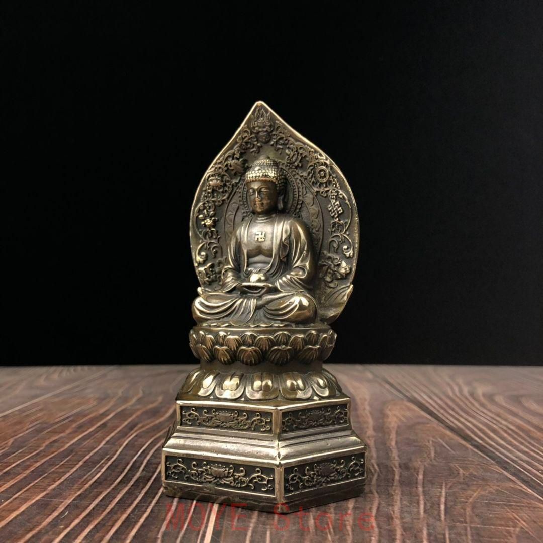 仏教美術 西方三聖坐像 地蔵 菩薩 観音 銅製 仏像 彫刻 置物 開運 風水