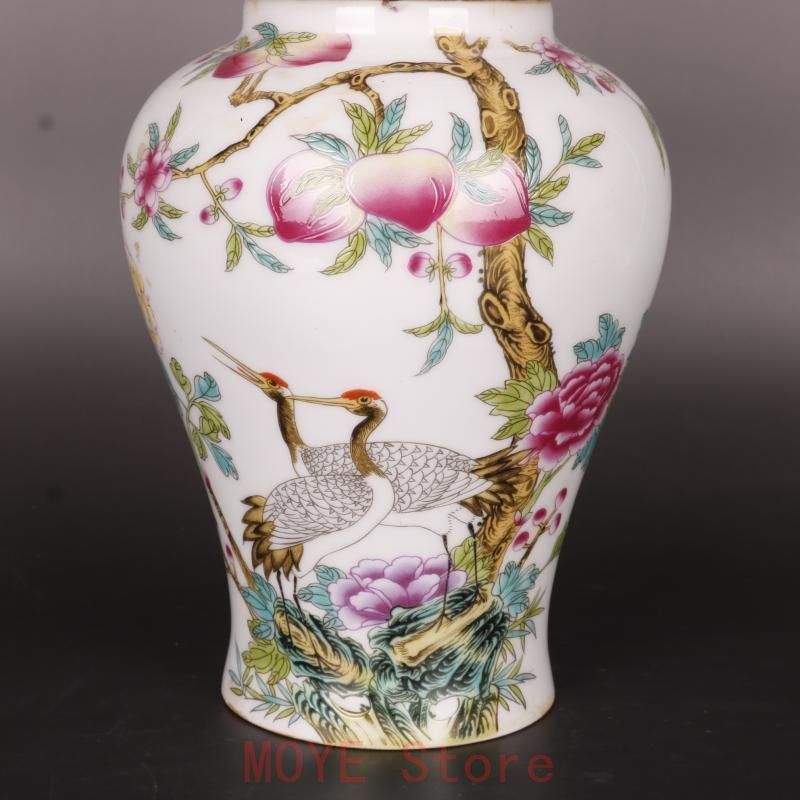 清乾隆粉彩福寿桃紋将軍缶 景徳鎮 陶磁器 装飾品 現代工芸品 美術品