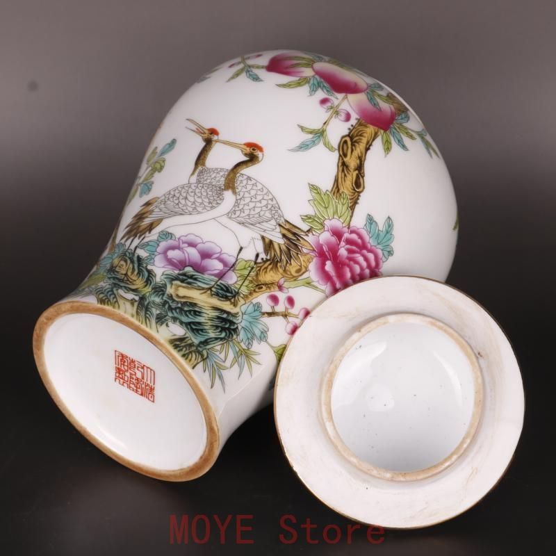 清乾隆粉彩福寿桃紋将軍缶 景徳鎮 陶磁器 装飾品 現代工芸品 美術品