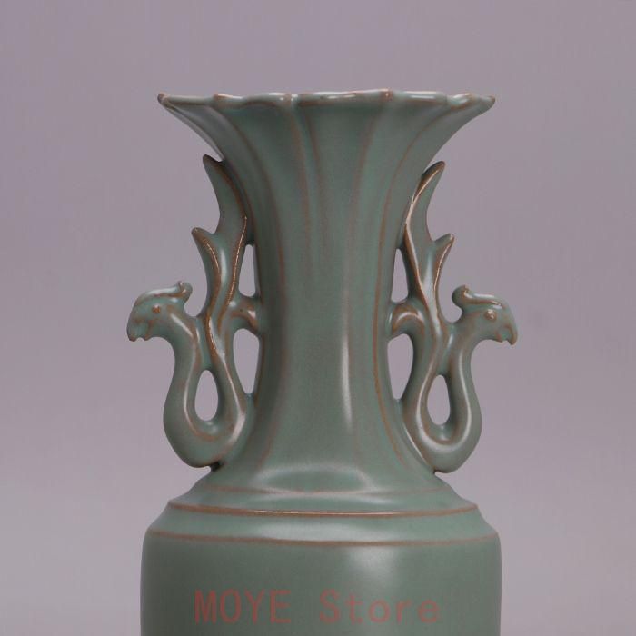 北宋元祐元年汝窯双鳳耳花口瓶 景徳鎮 陶磁器 装飾品 工芸品 美術品