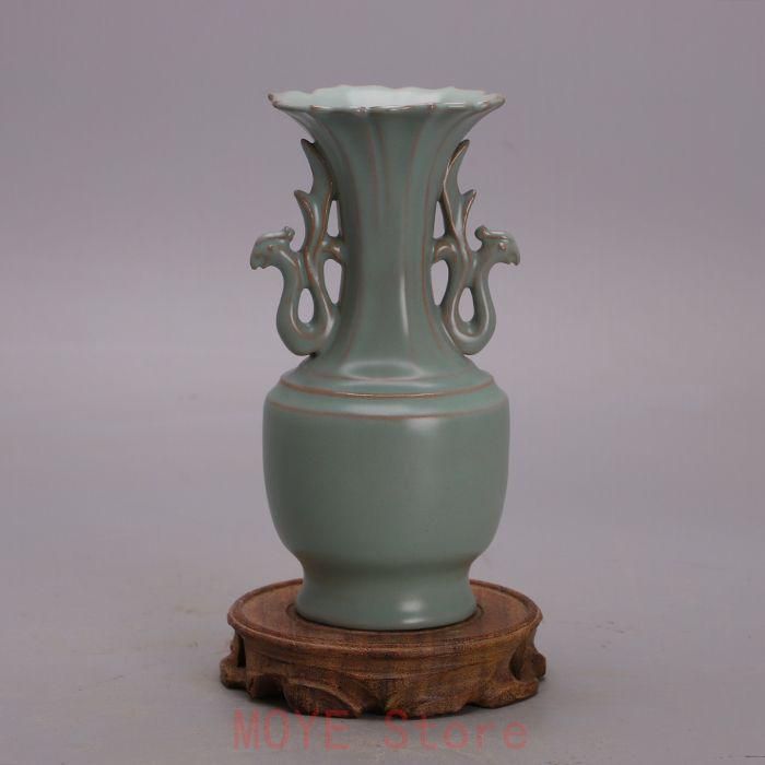 北宋元祐元年汝窯双鳳耳花口瓶 景徳鎮 陶磁器 装飾品 工芸品 美術品
