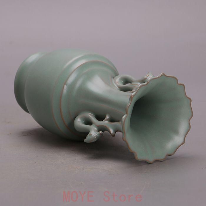 北宋元祐元年汝窯双鳳耳花口瓶 景徳鎮 陶磁器 装飾品 工芸品 美術品