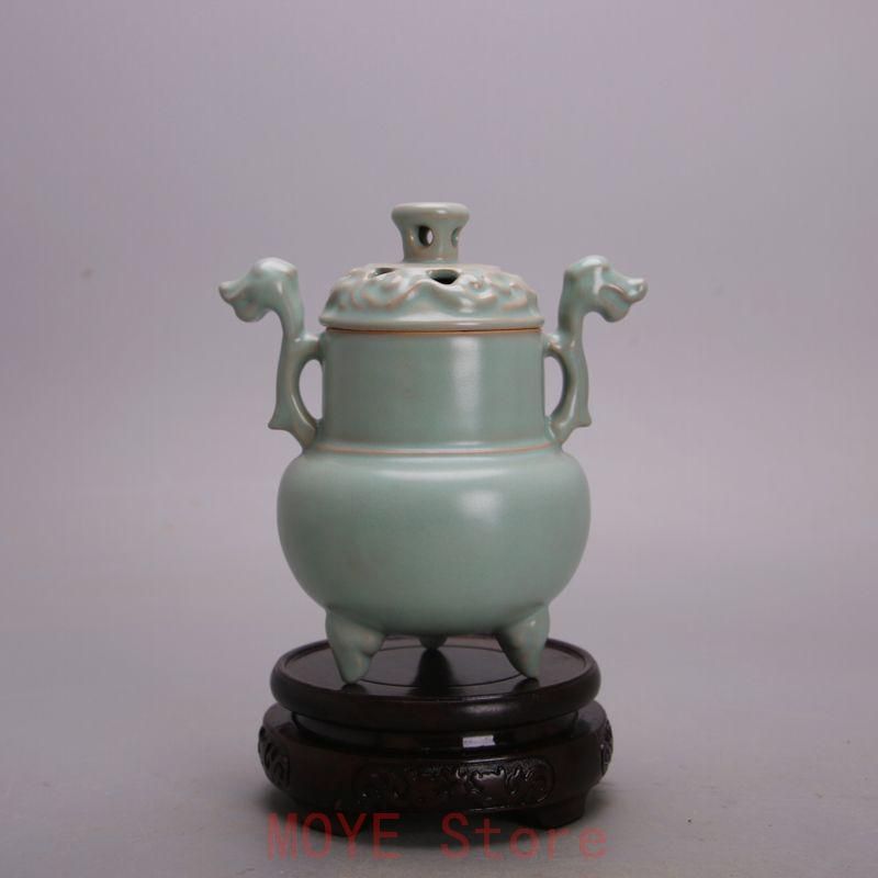 中国 汝窯 青磁 香炉 陶器 陶芸 香道具 仏具 官窯 青釉 工芸品美術品