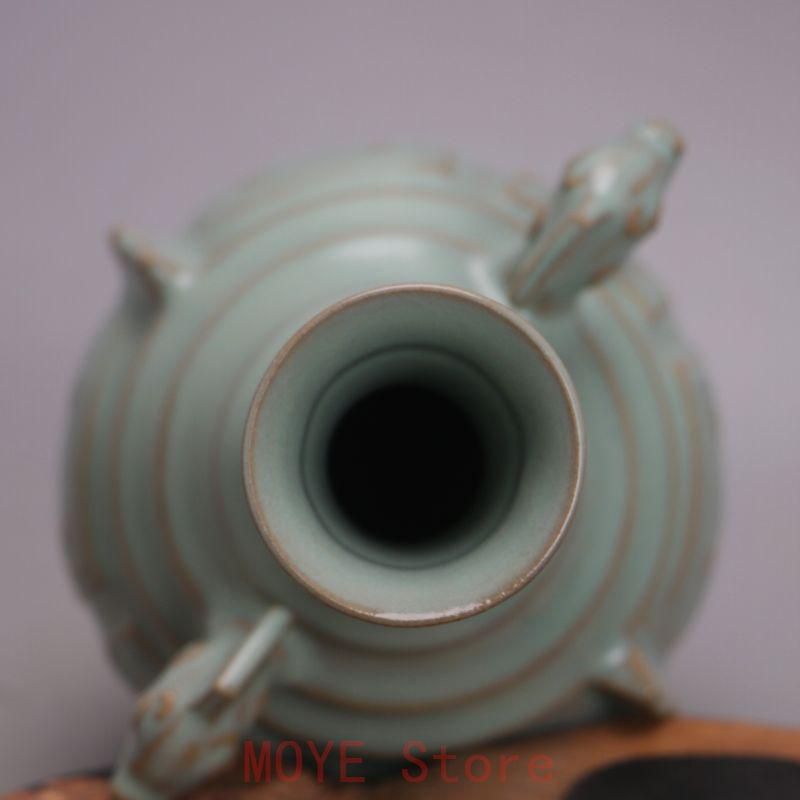 北宋汝窯元祐年双羊回紋尊瓶 景徳鎮 陶磁器 装飾品 工芸品 美術品 置物