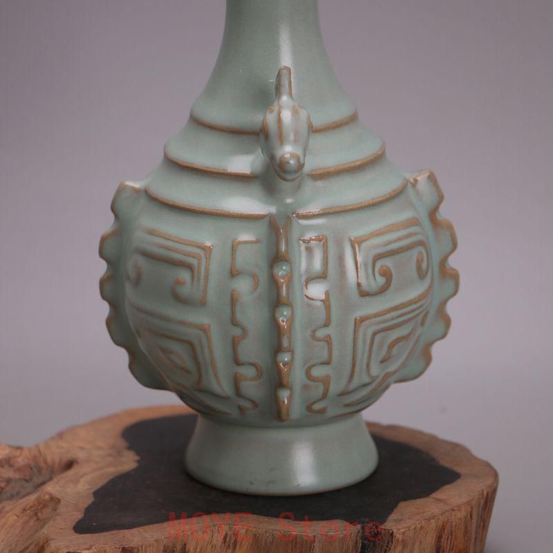 北宋汝窯元祐年双羊回紋尊瓶 景徳鎮 陶磁器 装飾品 工芸品 美術品 置物