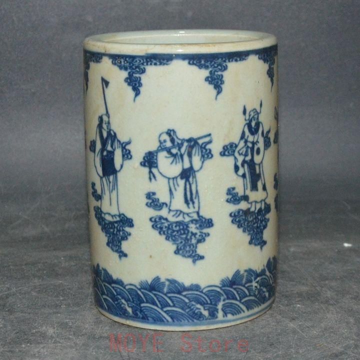 中国美術 青花八仙筆箱磁器 書道具 文房具 工芸品 美術品 置物 - メルカリ