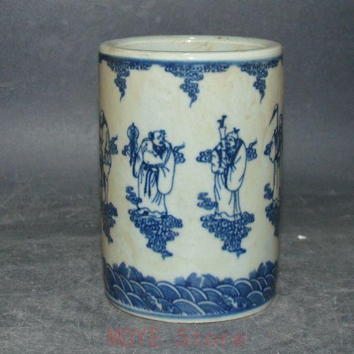 青花獅子図紋筆洗 水盂 古文房具 筆筒 陶磁器 現代工芸品 美術品 置物 中国美術 青花八仙筆箱磁器 書道具 文房具 工芸品 美術品 置物 - メルカリ