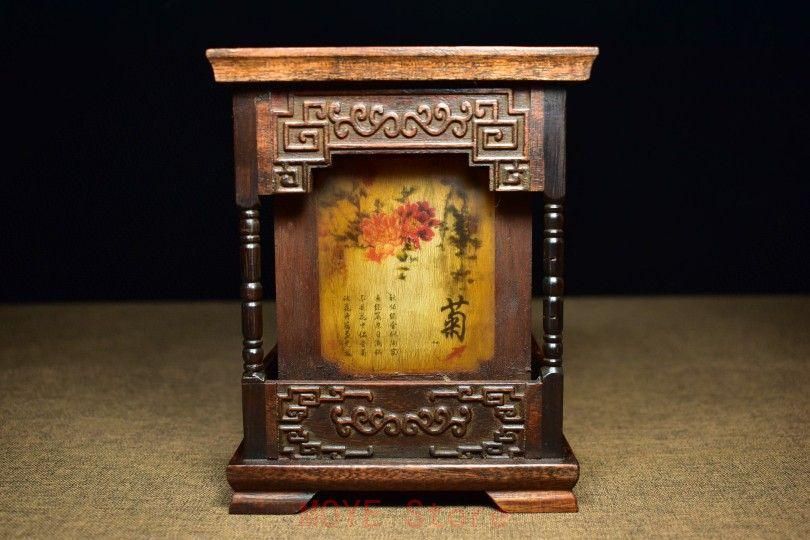 老紅酸枝木梅蘭竹菊筆筒 筆置き 筆入 古文房具 書道具 現代工芸品 美術