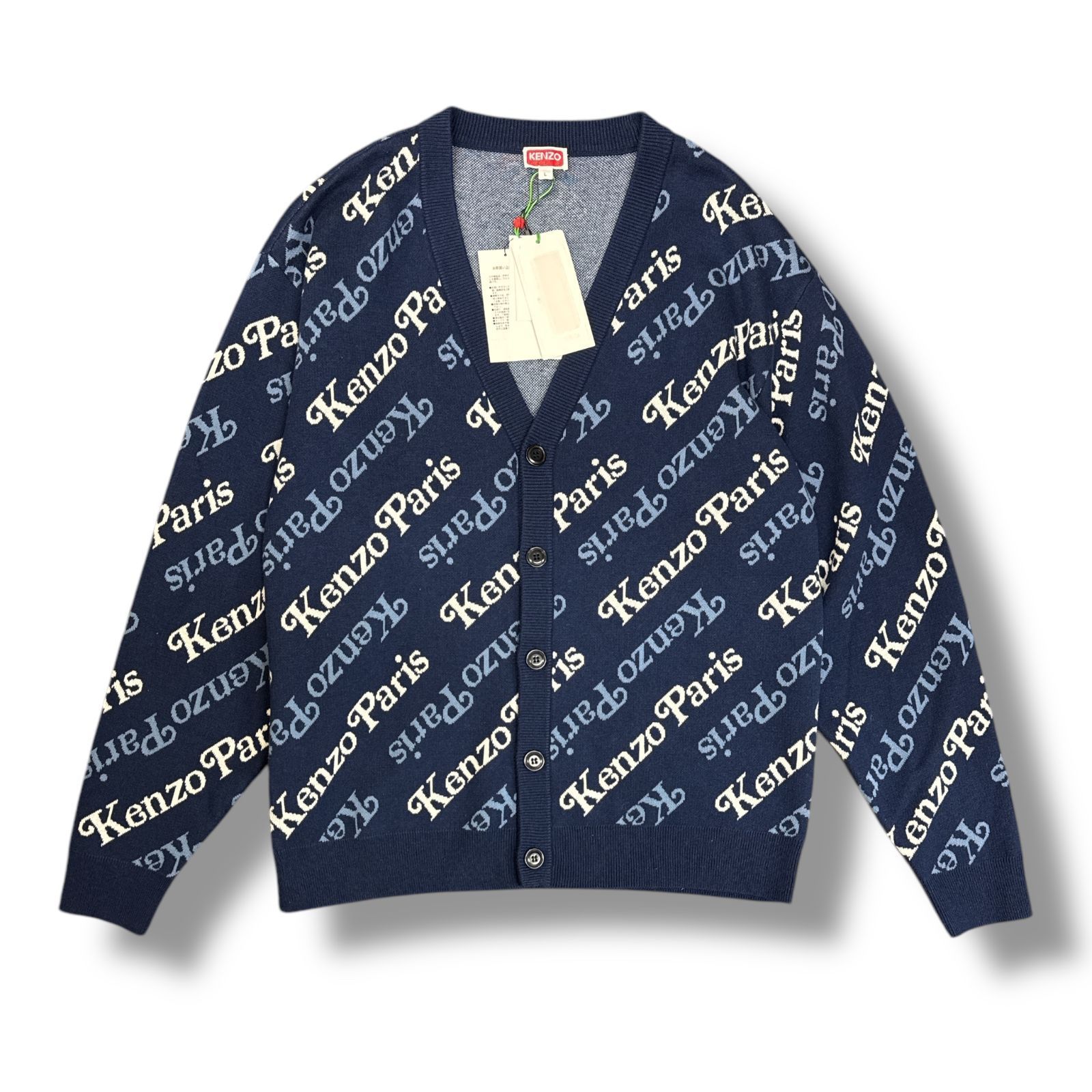 KENZO ヴェルデ　カーディガン KENZO - ケンゾー×ヴェルディ インターシャニットVネックカーディガン