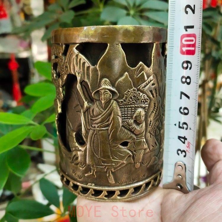 銅器 二重透かし彫りの筆箱 書道具 文房具 工芸品 美術品 置物 - メルカリ