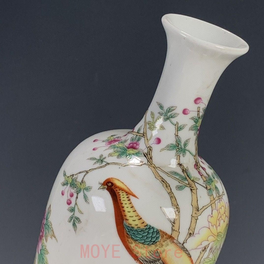 粉彩花鳥富貴吉祥花瓶 景徳鎮 陶磁器 装飾品 現代工芸品 美術品 置物