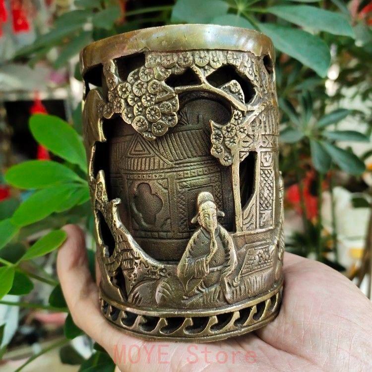 銅器 二重透かし彫りの筆箱 書道具 文房具 工芸品 美術品 置物 銅器 二重透かし彫りの筆箱 書道具 文房具 工芸品 美術品 置物 - メルカリ