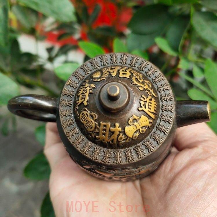 銅器 招財進宝 茶壺 茶道具 工芸品 美術品 置物 - メルカリ