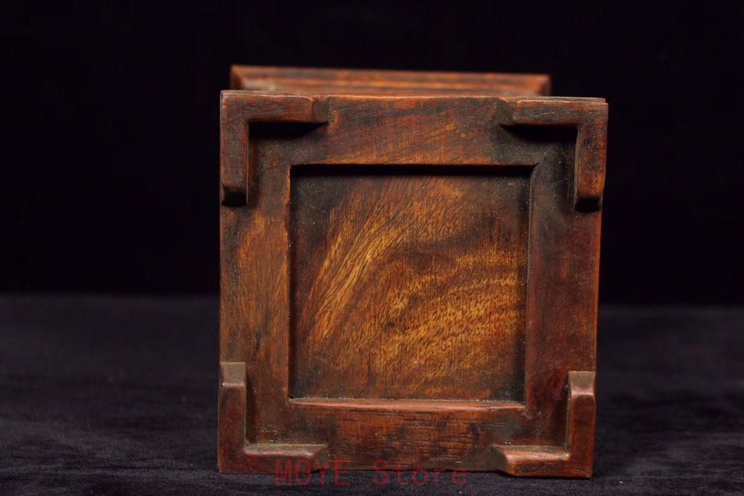 老紅酸枝木四大美女筆筒 筆置き 筆入 古文房具 書道具 現代工芸品 美術