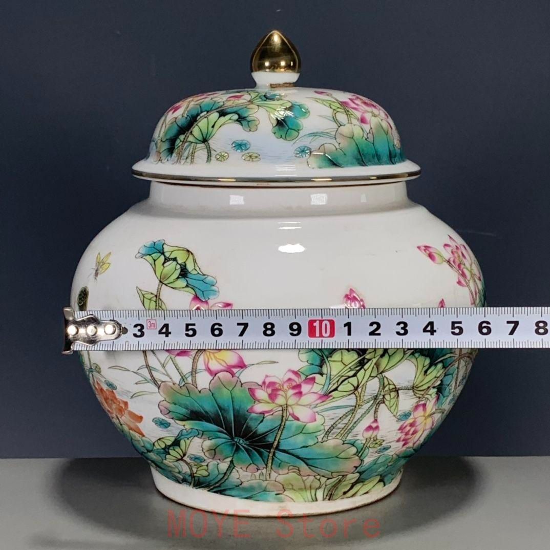 清乾隆粉彩蒔金蓮花蓋缶 景徳鎮 陶磁器 装飾品 工芸品 美術品 置物