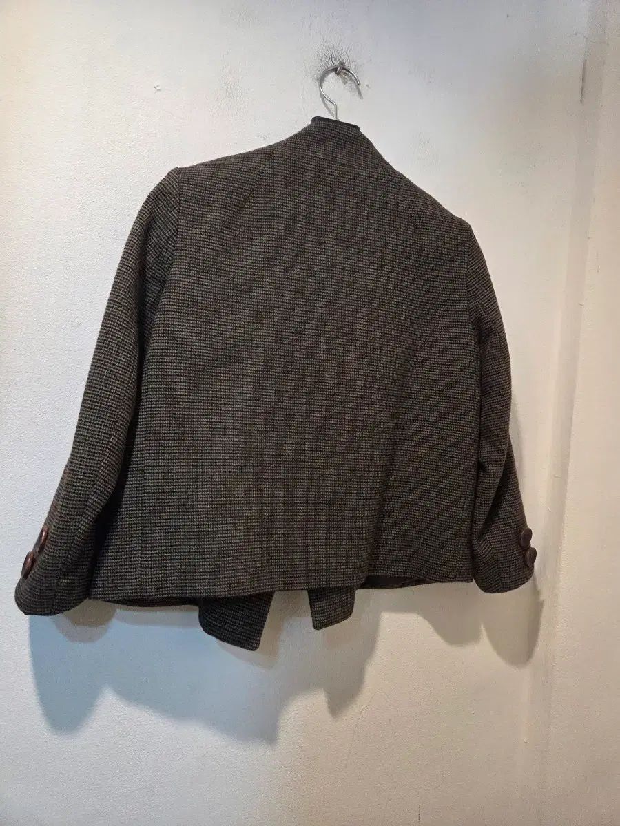 マージュ ウール ハウンドトゥース クロップド ジャケット