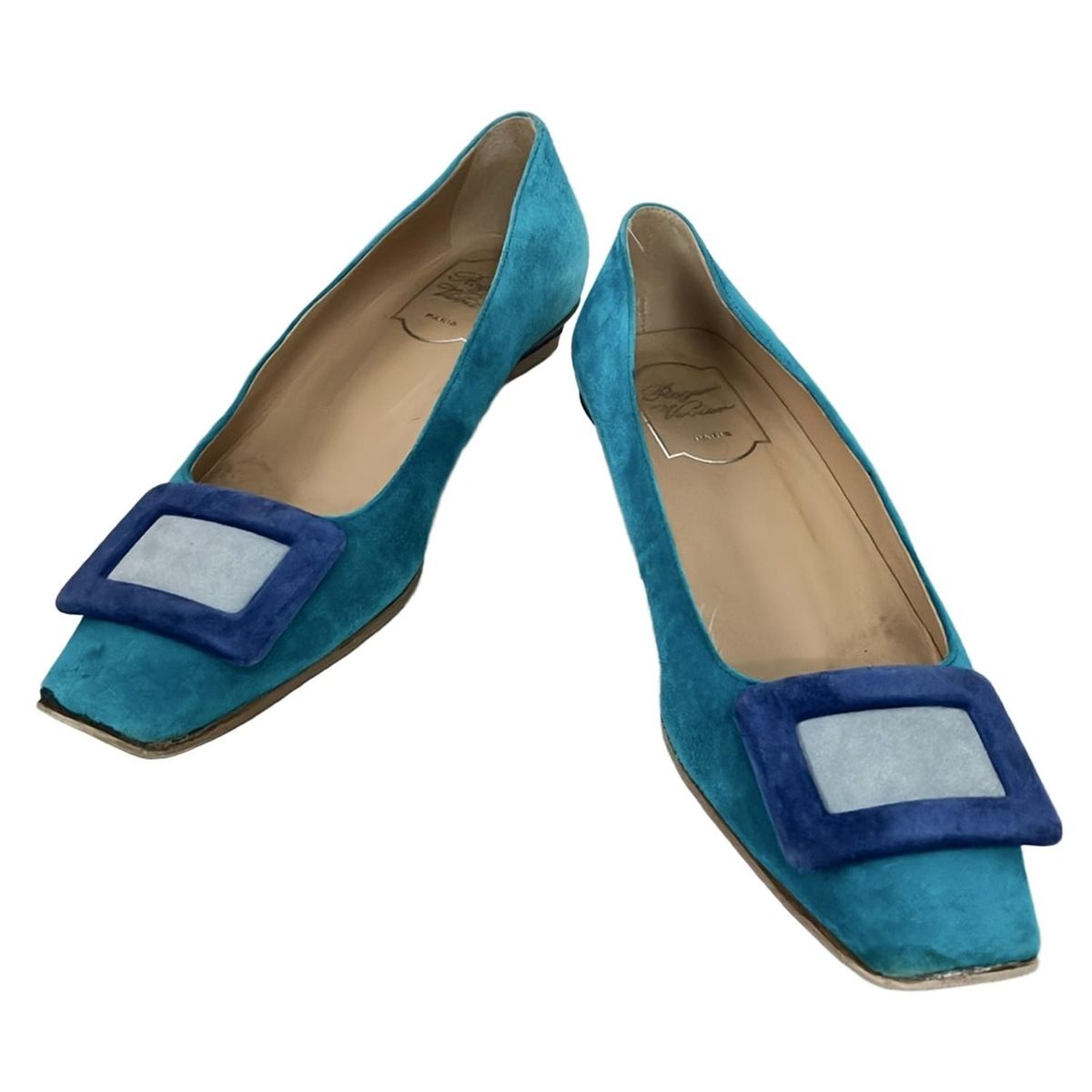RogerVivier ロジェヴィヴィエ パンプス 37 レディース - ブルーグリーン×ブルー アウトソール張替済