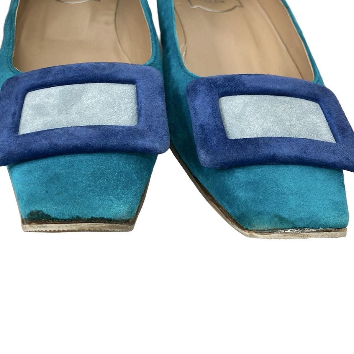  RogerVivier ロジェヴィヴィエ パンプス 37 レディース - ブルーグリーン×ブルー アウトソール張替済 ハイヒール パンプス パンプス