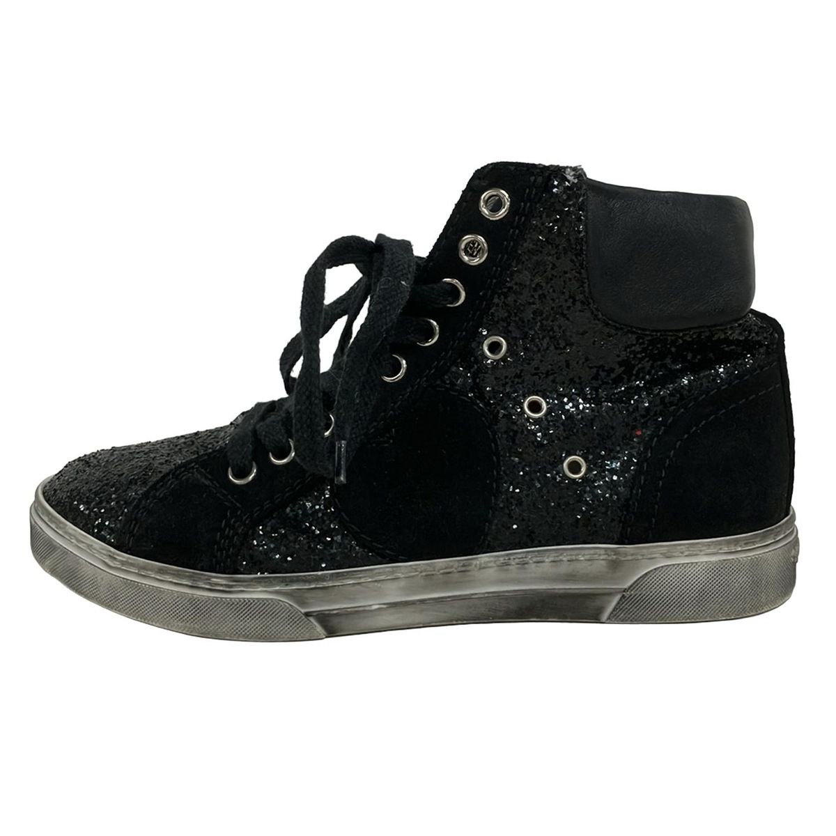 SAINT LAURENT PARIS サンローランパリ スニーカー 36 1 2 レディース 484905 黒 ハート ハイカット ヴィンテージ加工