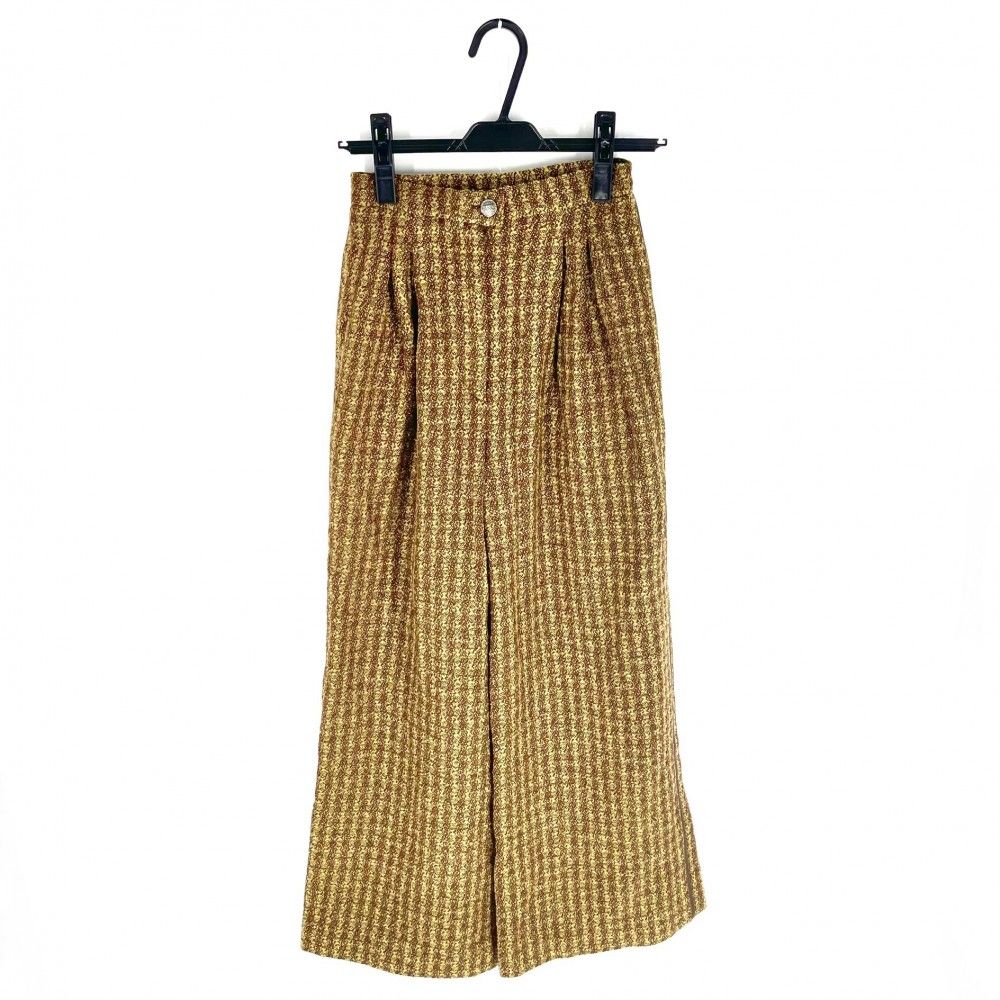 シャネル パンツ レディース ツイード ボトムス ズボン アパレル ヴィンテージ 服 CHANEL 36 ブラウン系 ガンメタル金具 ウール ナイロン シルク 秋 冬 1997年 品