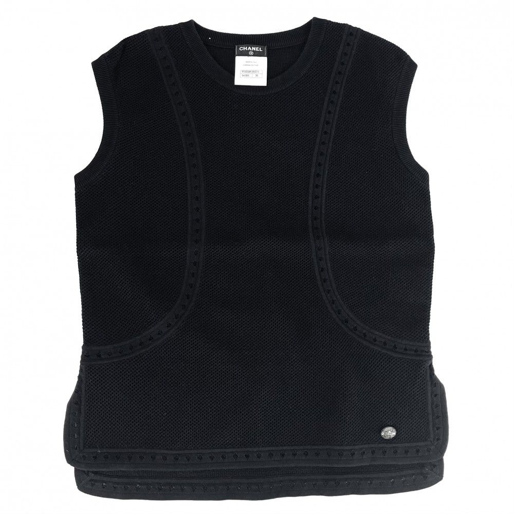 シャネル セットアップ レディース アパレル 服 タンクトップ ミニスカート メッシュ CHANEL 40 ブラック 黒 コットン 夏 品