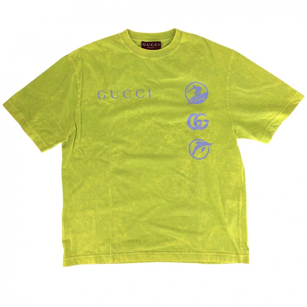 グッチ 半袖Ｔシャツ メンズ サーファー コットンジャージー トップス アパレル 服 クルーネック GUCCI XS 798115 イエロー コットン 春 夏 品