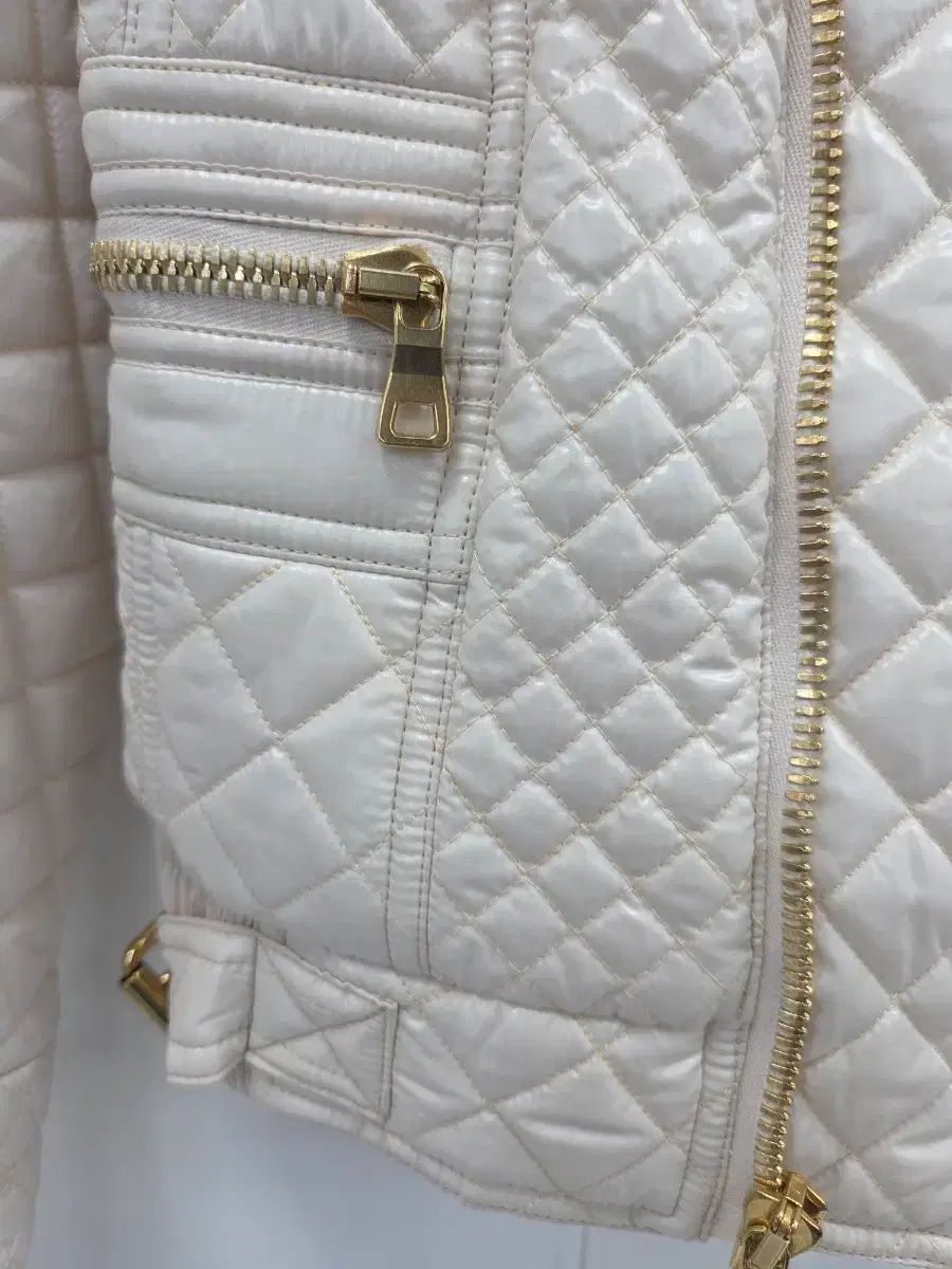 36 バルマン アイボリー レディース ライダース キルティング ジャケット