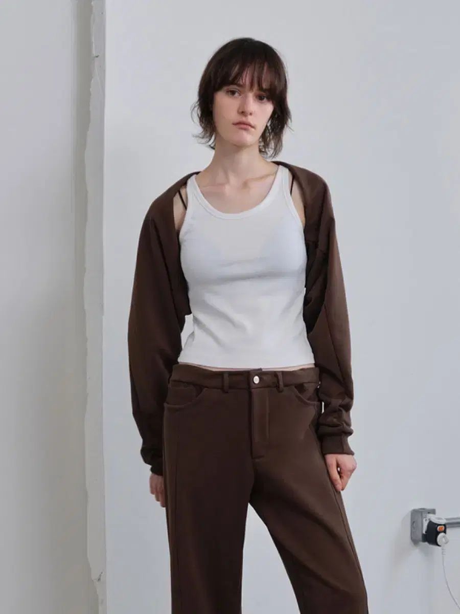 LOVE YOURSELF 承 Her ブラウン コットン ボレロ ジケット カーディガン