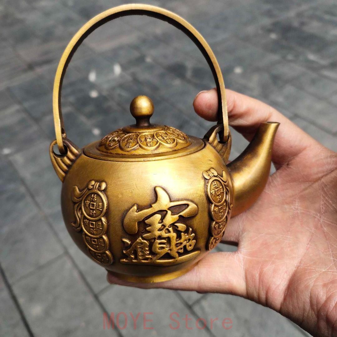 銅器 招財進宝 急須 茶道具 工芸品 美術品 人気 置物