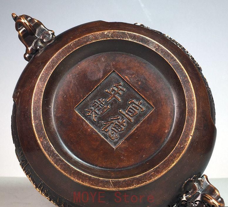 大明宣徳両両耳蓮葉蓮花香炉 銅香炉 香道具 仏具 工芸品美術品 置物 香