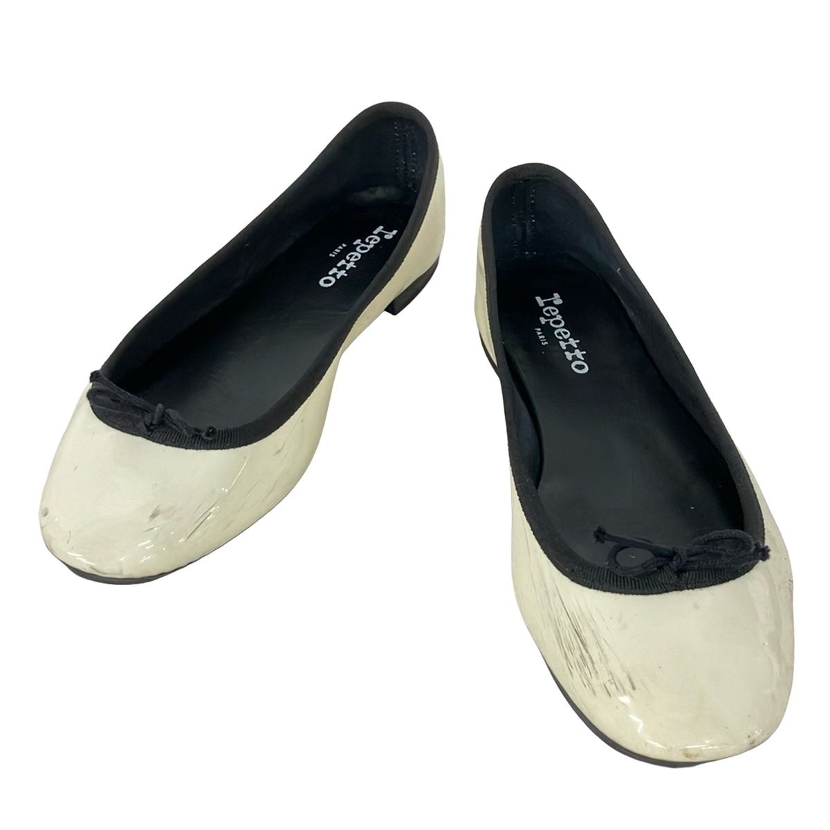 repetto レペット フラットシューズ 38 1 2 レディース - アイボリー×黒 レザー