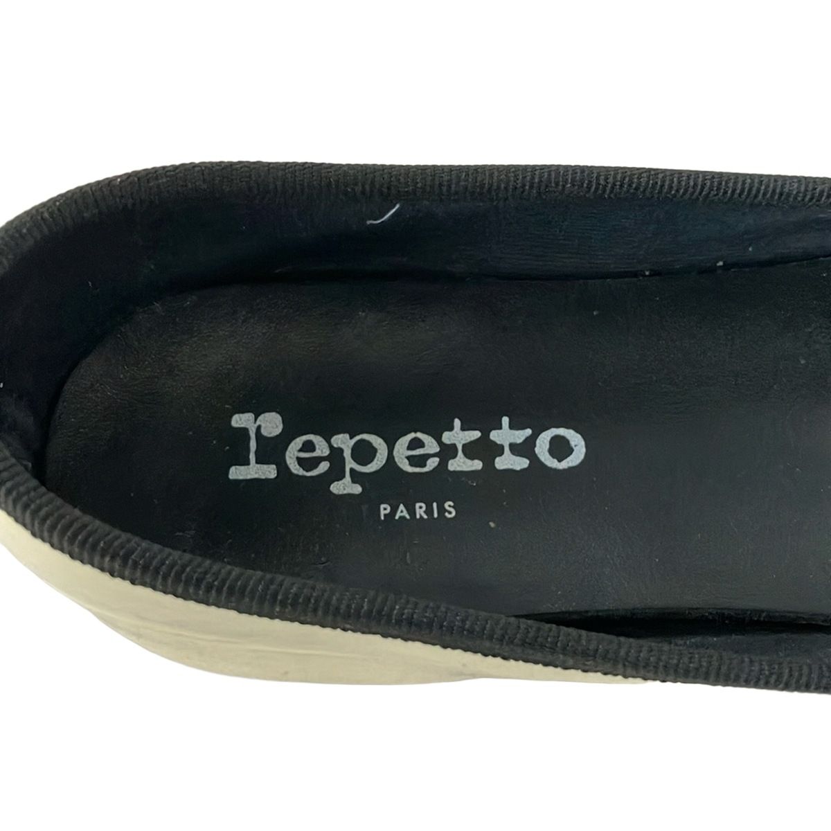  repetto レペット フラットシューズ 38 1 2 レディース - アイボリー×黒 レザー フラットシューズ バレエシューズ パンプス