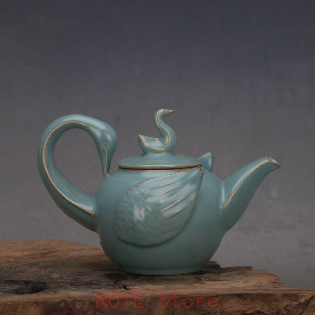 宋汝窯藍釉乾徳元年鶴紋支釘壺 景徳鎮 陶磁器 装飾品 現代工芸品 美術