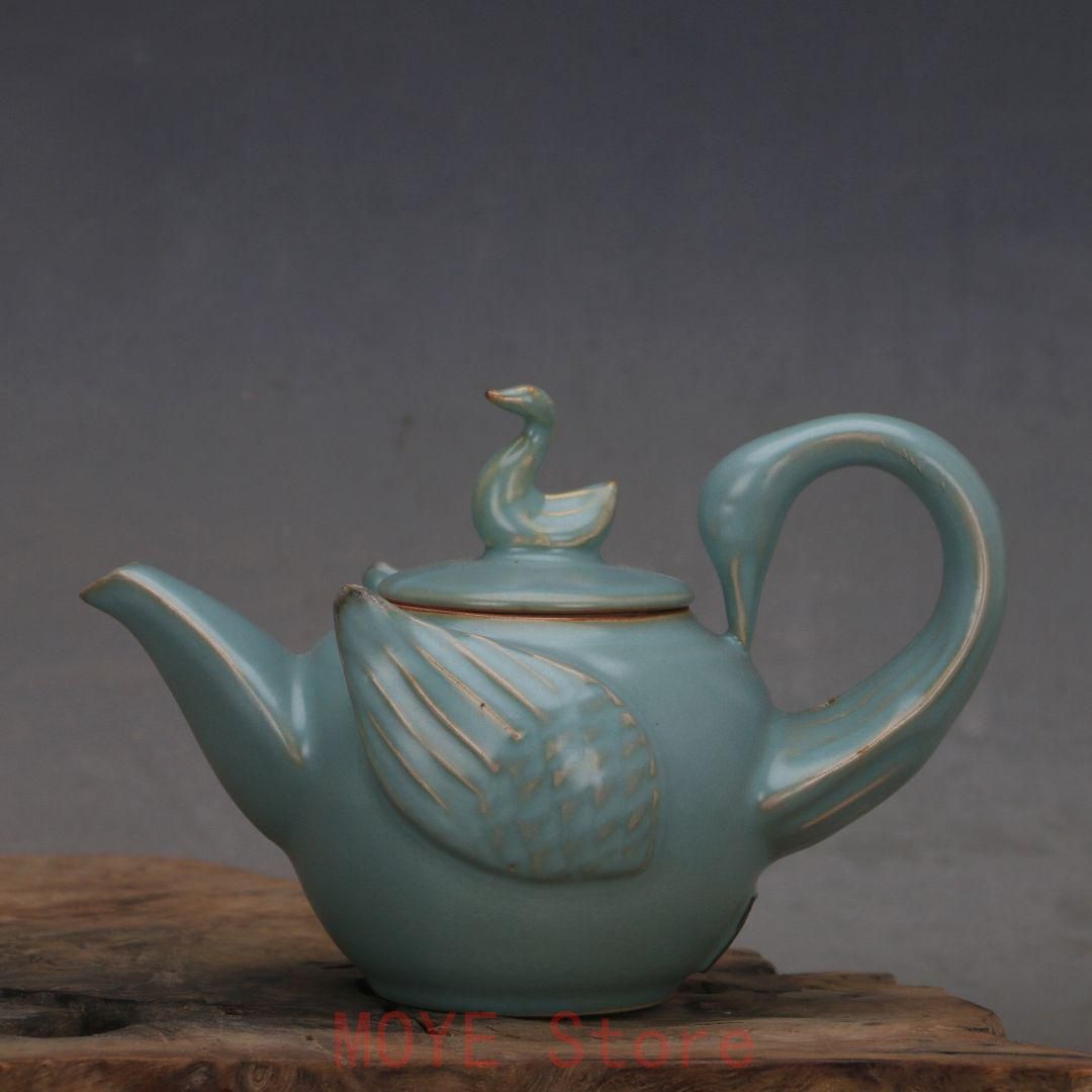 宋汝窯藍釉乾徳元年鶴紋支釘壺 景徳鎮 陶磁器 装飾品 現代工芸品 美術