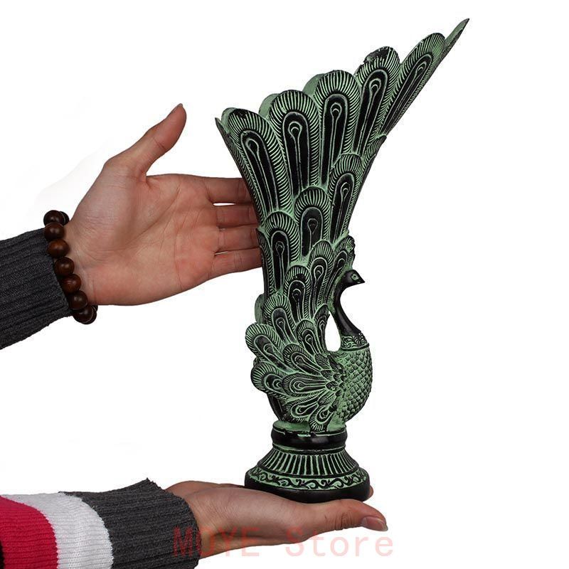 青銅器 孔雀花瓶 丹鳳杯 装飾品 現代工芸品 美術品 置物 - メルカリ