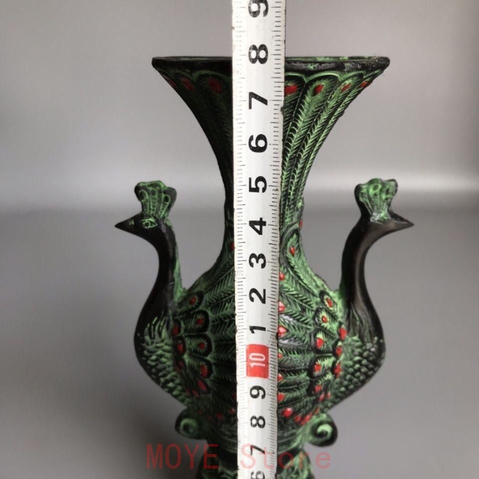 青銅器 双鳳青銅酒杯 孔雀酒樽 装飾品 現代工芸品 美術品 置物 - メルカリ