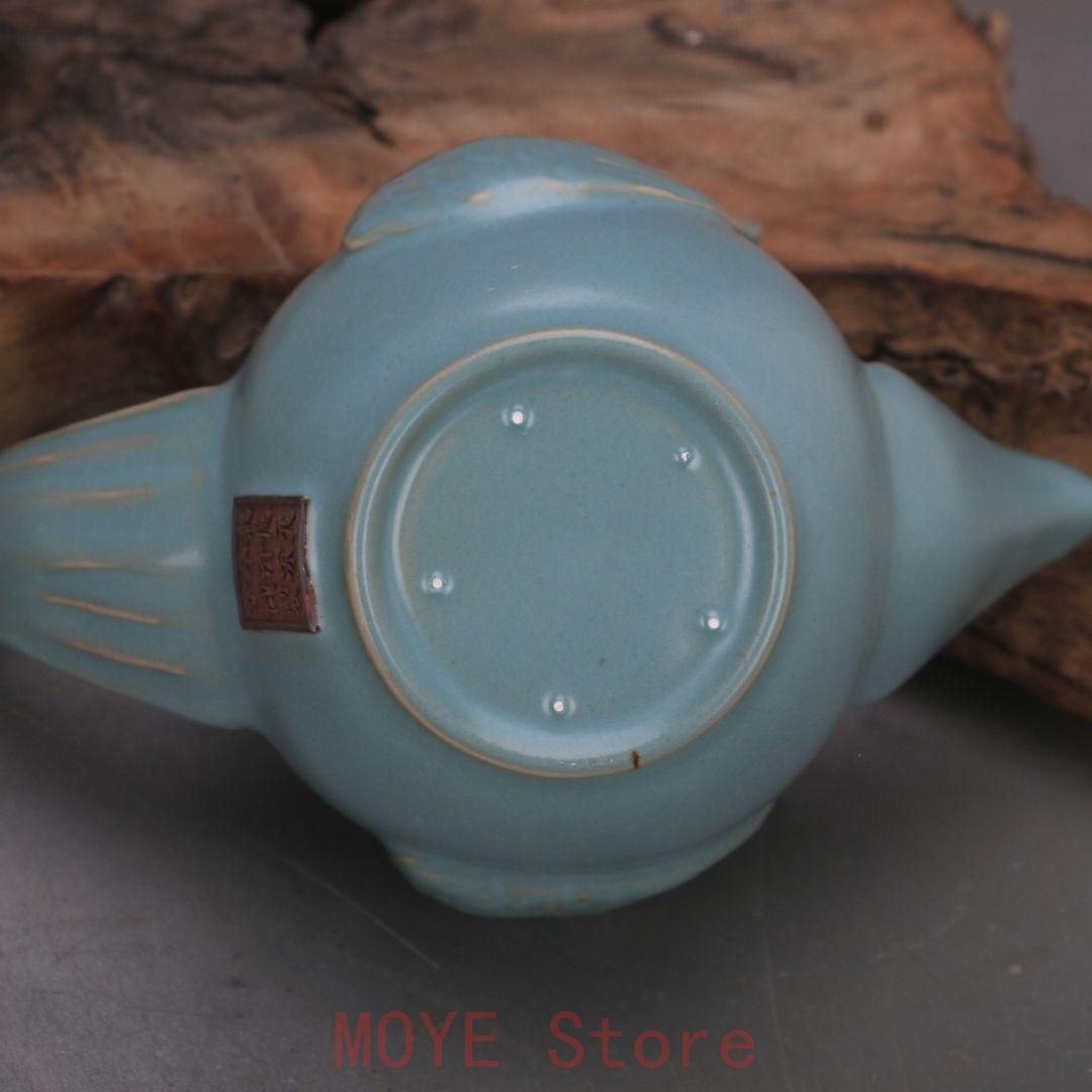 宋汝窯藍釉乾徳元年鶴紋支釘壺 景徳鎮 陶磁器 装飾品 現代工芸品 美術