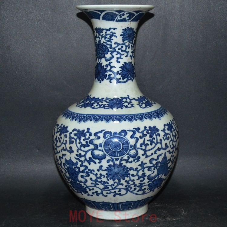 青花八宝纏枝蓮賞瓶 景徳鎮 陶磁器 装飾品 工芸品 美術品 置物 - メルカリ