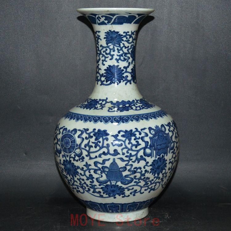 青花八宝纏枝蓮賞瓶 景徳鎮 陶磁器 装飾品 工芸品 美術品 置物 - メルカリ