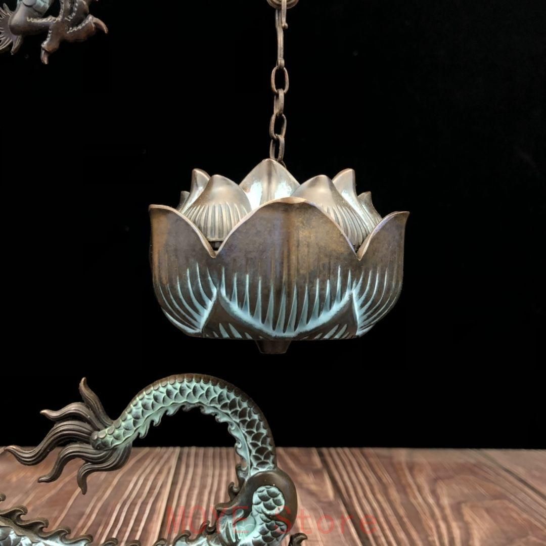 銅 細工 彩藍蓮華龍弔り式香炉 倒流香 装飾品 現代工芸品 美術品 置物 銅 細工 彩藍蓮華龍弔り式香炉 倒流香 装飾品 現代工芸品 美術品 置物