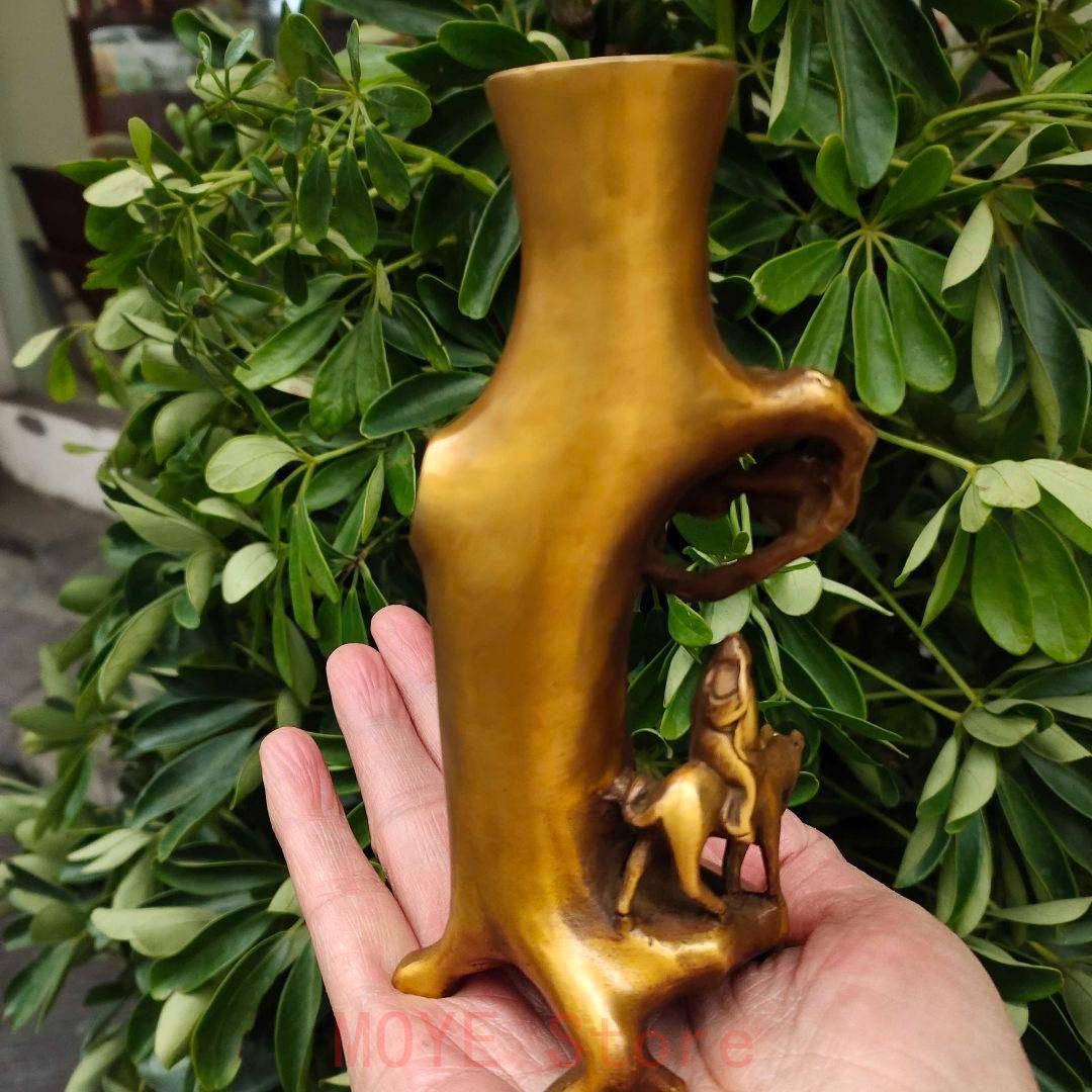 銅器 梅花の切り株 走馬観花 筆箱 書道具 文房具 工芸品 美術品 置物