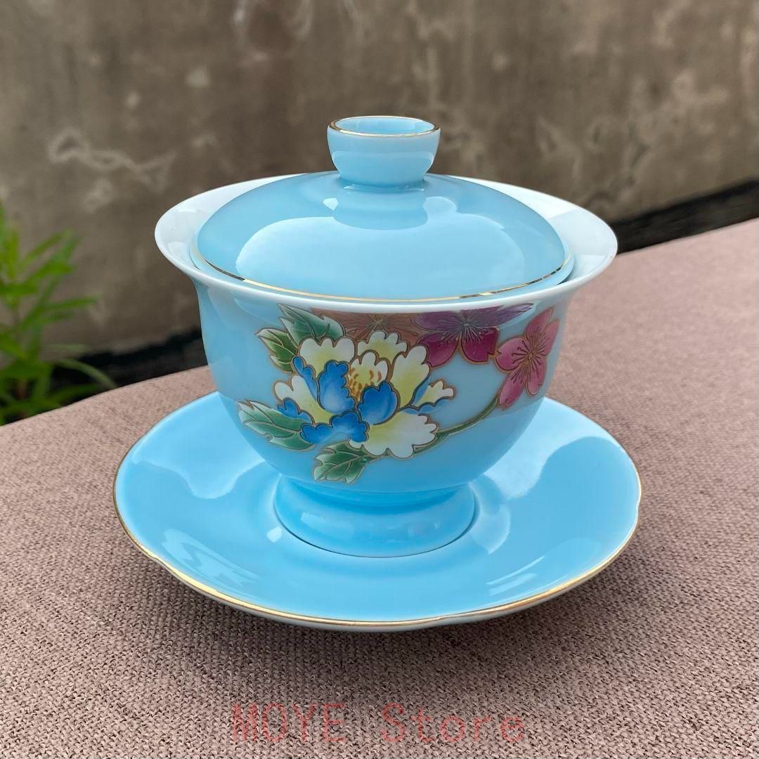 中国茶器 景徳鎮 陶器 三才蓋碗茶杯 未使用品 - メルカリ