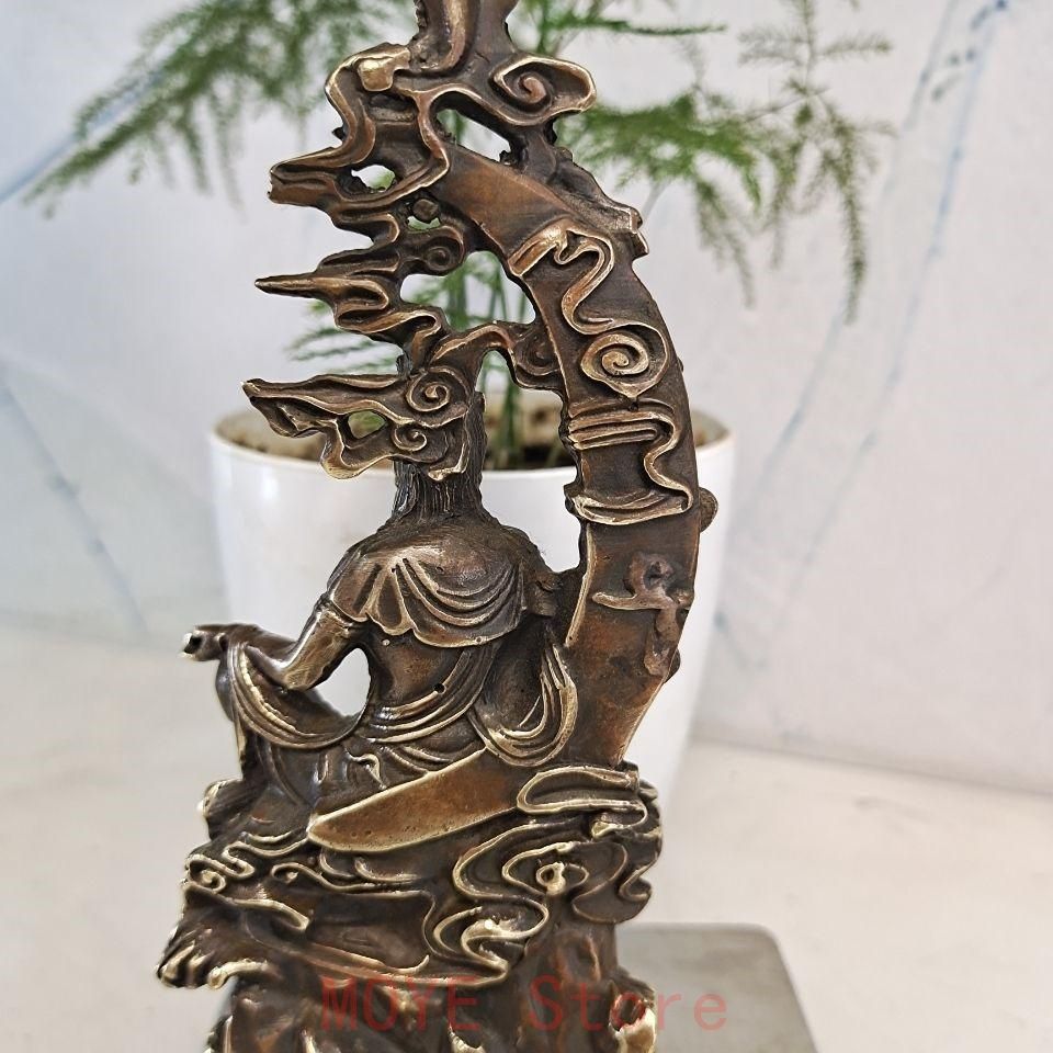 菩薩 水月観音 銅製 仏像 彫刻 置物 開運 風水 現代工芸品 美術品 置物