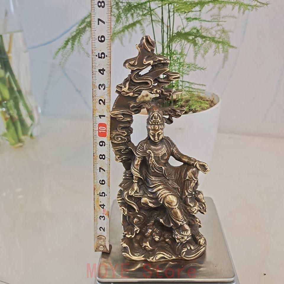 菩薩 水月観音 銅製 仏像 彫刻 置物 開運 風水 現代工芸品 美術品 置物