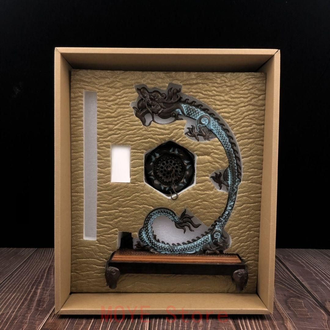 銅 細工 彩藍蓮華龍弔り式香炉 倒流香 装飾品 現代工芸品 美術品 置物