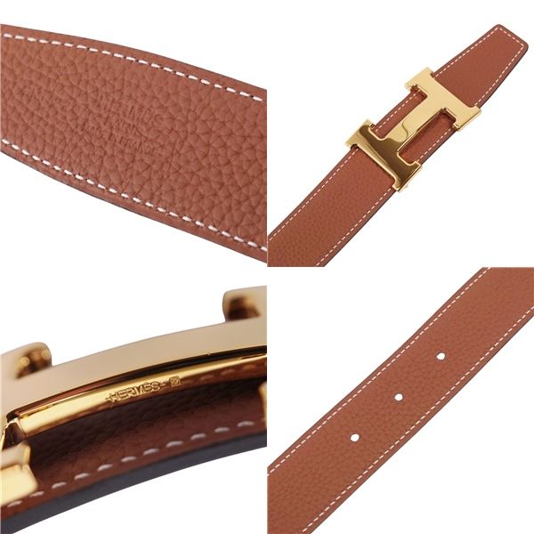 極美品 エルメス HERMES ベルト 2024 レザーベルト リバーシブル H