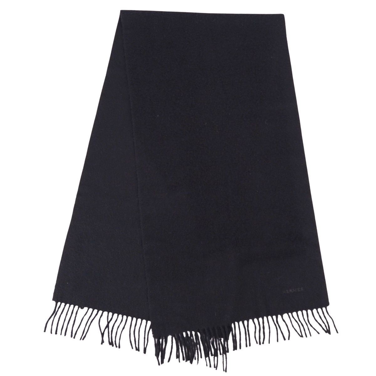 美品 エルメス HERMES マフラー ストール フリンジ カシミヤ メンズ レ