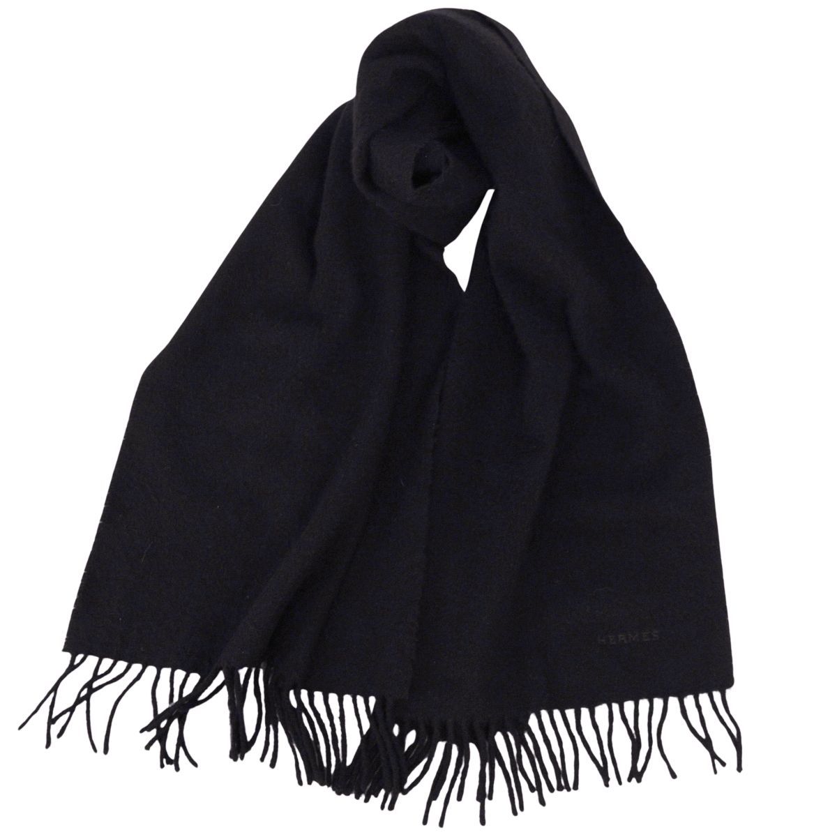 美品 エルメス HERMES マフラー ストール フリンジ カシミヤ メンズ レ