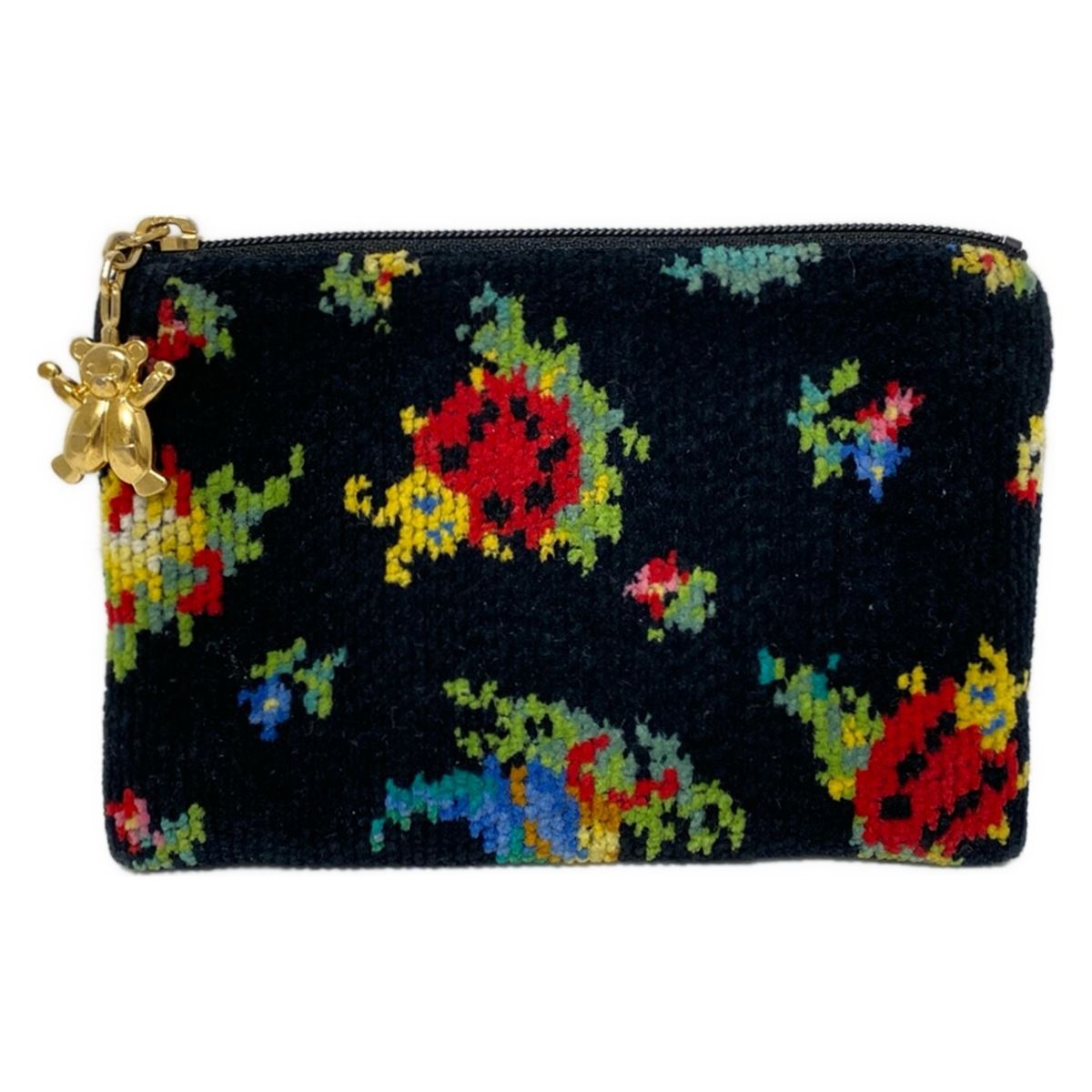 FEILER フェイラー コインケース 黒 イエロー マルチ 鳥