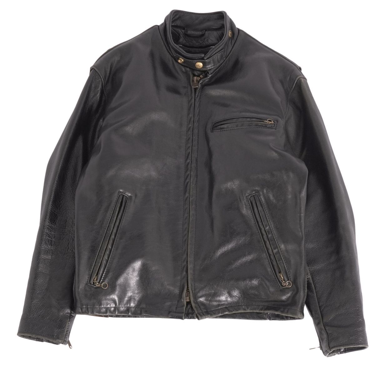 美品　SCHOTT シングルライダース　レザージャケット　36 ライナー付 Schott シングルライダース ブラック レザー 36